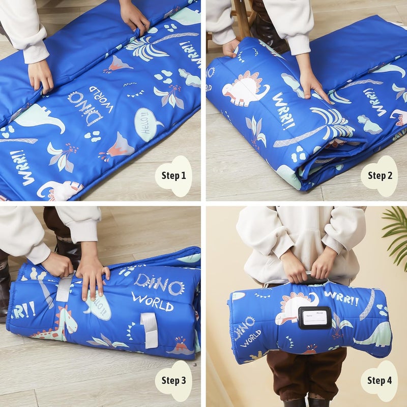 MORAIS Toddler Nap Mat with Pillow and Blanket, 52" x 20" Lightweight and Soft Nap Mat for Preschool, Daycare, Travel Sleeping Bags - Image 4